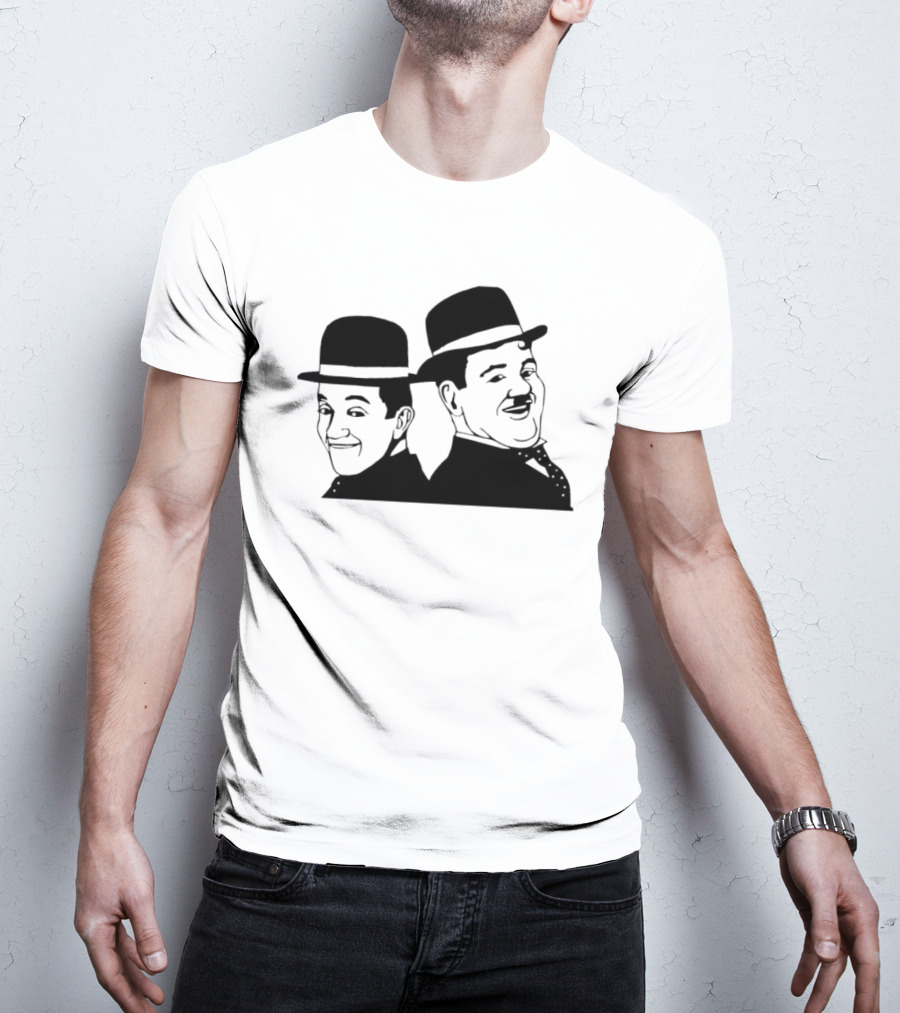Laurel And Hardy Classic Film Comedy Duo Drawing T-Shirt