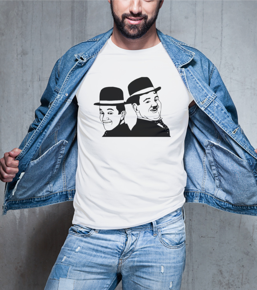 Laurel And Hardy Classic Film Comedy Duo Drawing T-Shirt