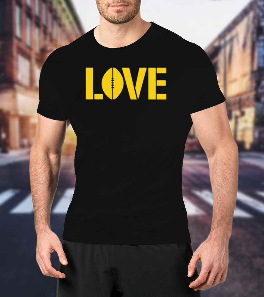 LOVE Football Vertical Stencil T-Shirt