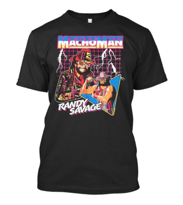 Macho Man Randy Savage Lightning Synthwave 80s Wrestling T-Shirt