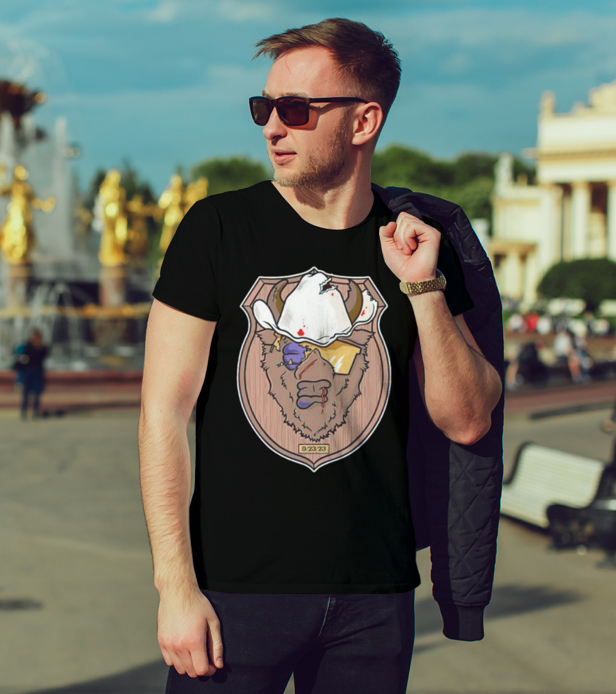 9/23/23 Cowboy Bison Face Shield T-Shirt