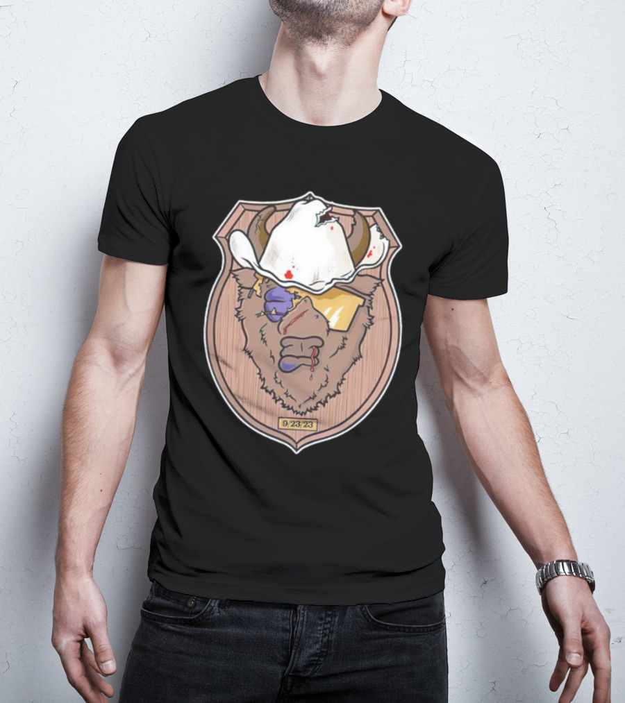 9/23/23 Cowboy Bison Face Shield T-Shirt