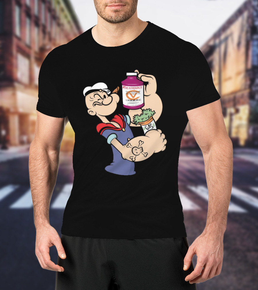 Popeye Death Juice Gas Spinach Tattoo T-Shirt
