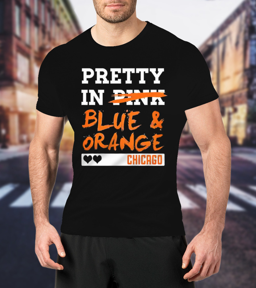 Pretty Blue And Orange Chicago Hearts T-Shirt