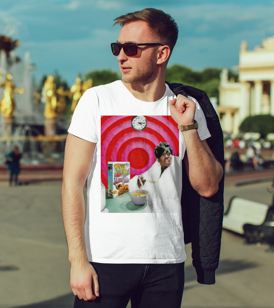 Missy Elliott Flav•O•Fleks Cereal With Red Spiral Clock Background T-Shirt