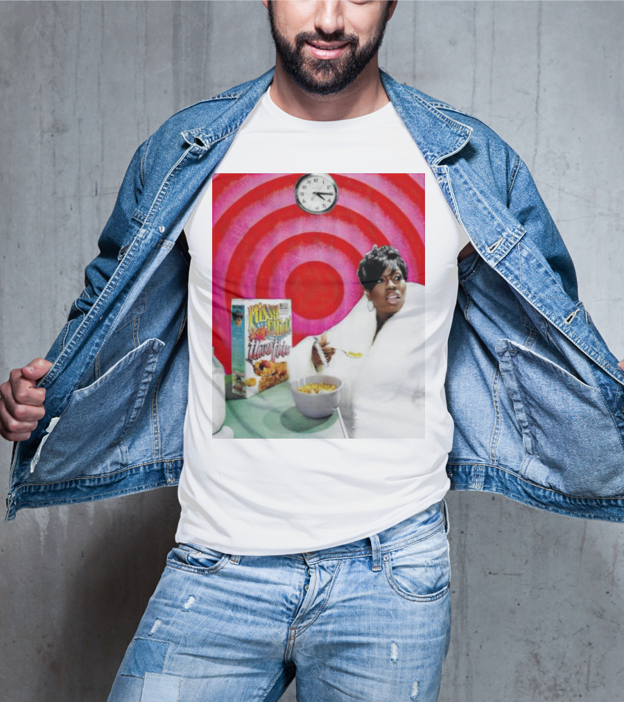 Missy Elliott Flav•O•Fleks Cereal With Red Spiral Clock Background T-Shirt