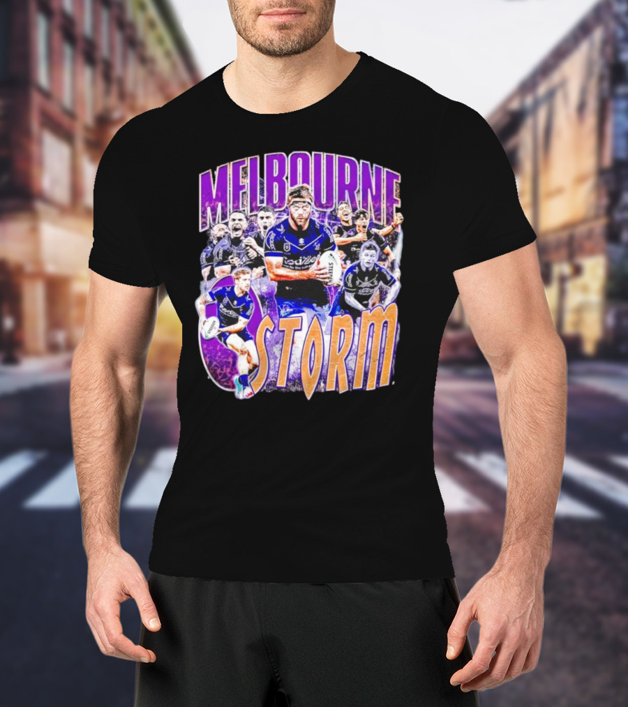 Melbourne Storm Nrl Team Action Collage T-Shirt
