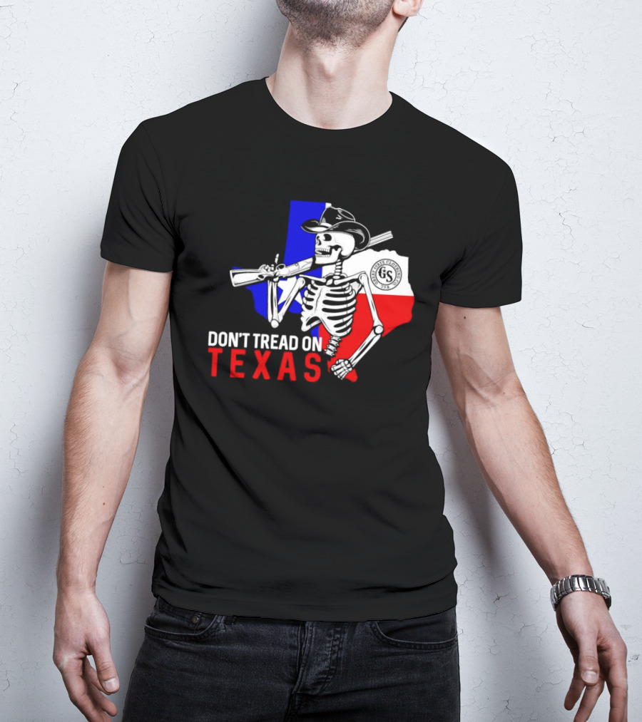 Don't Tread On Texas Skeleton Cowboy State Guard Seal T-Shirt
