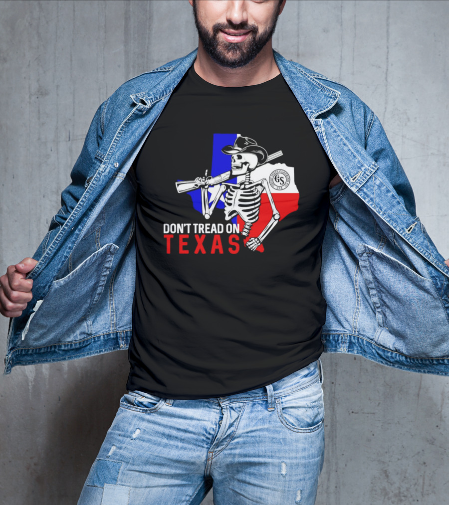 Don't Tread On Texas Skeleton Cowboy State Guard Seal T-Shirt