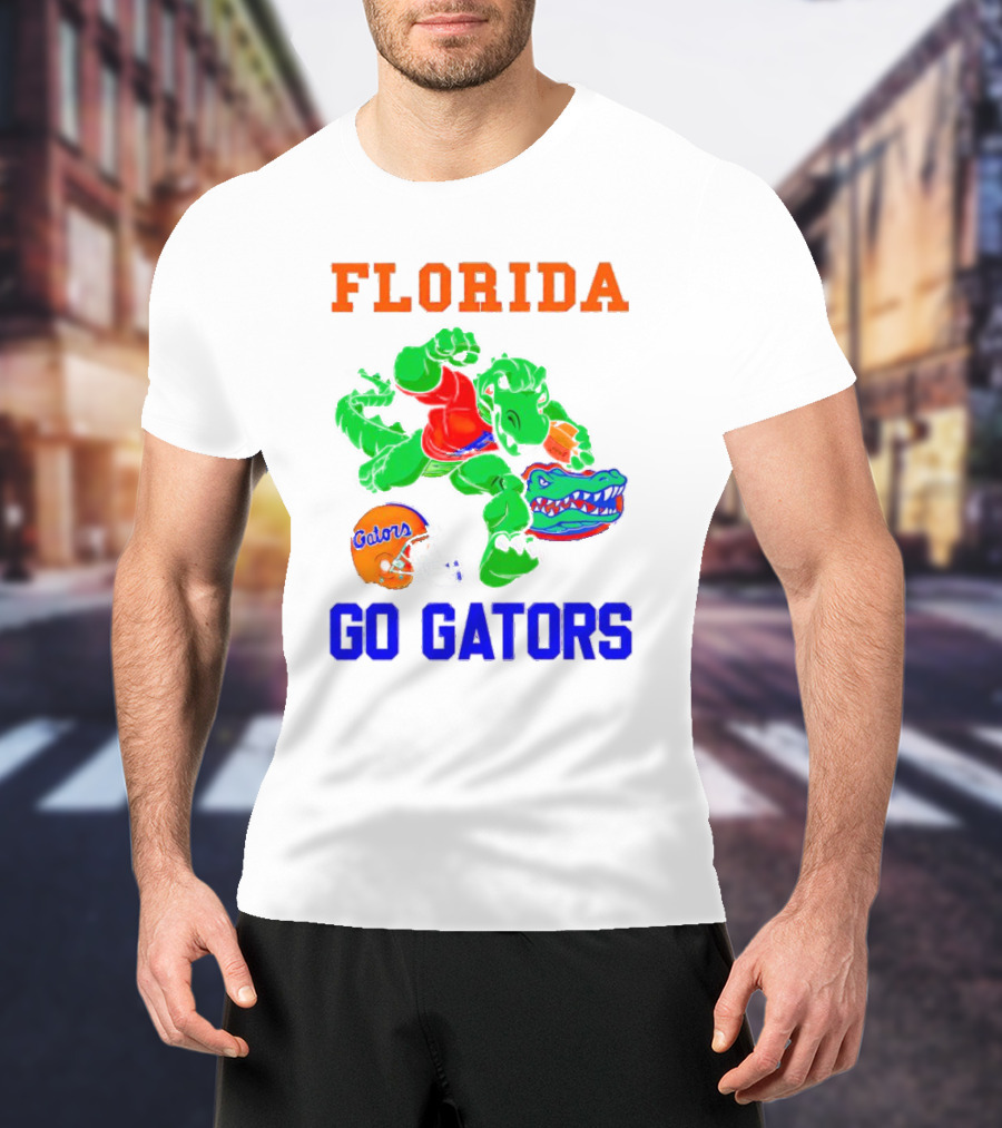 Florida Gators Go Gators Football Alligator With Gators Helmet T-Shirt
