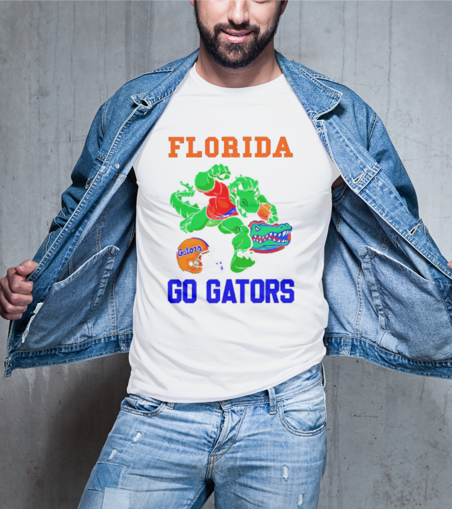 Florida Gators Go Gators Football Alligator With Gators Helmet T-Shirt