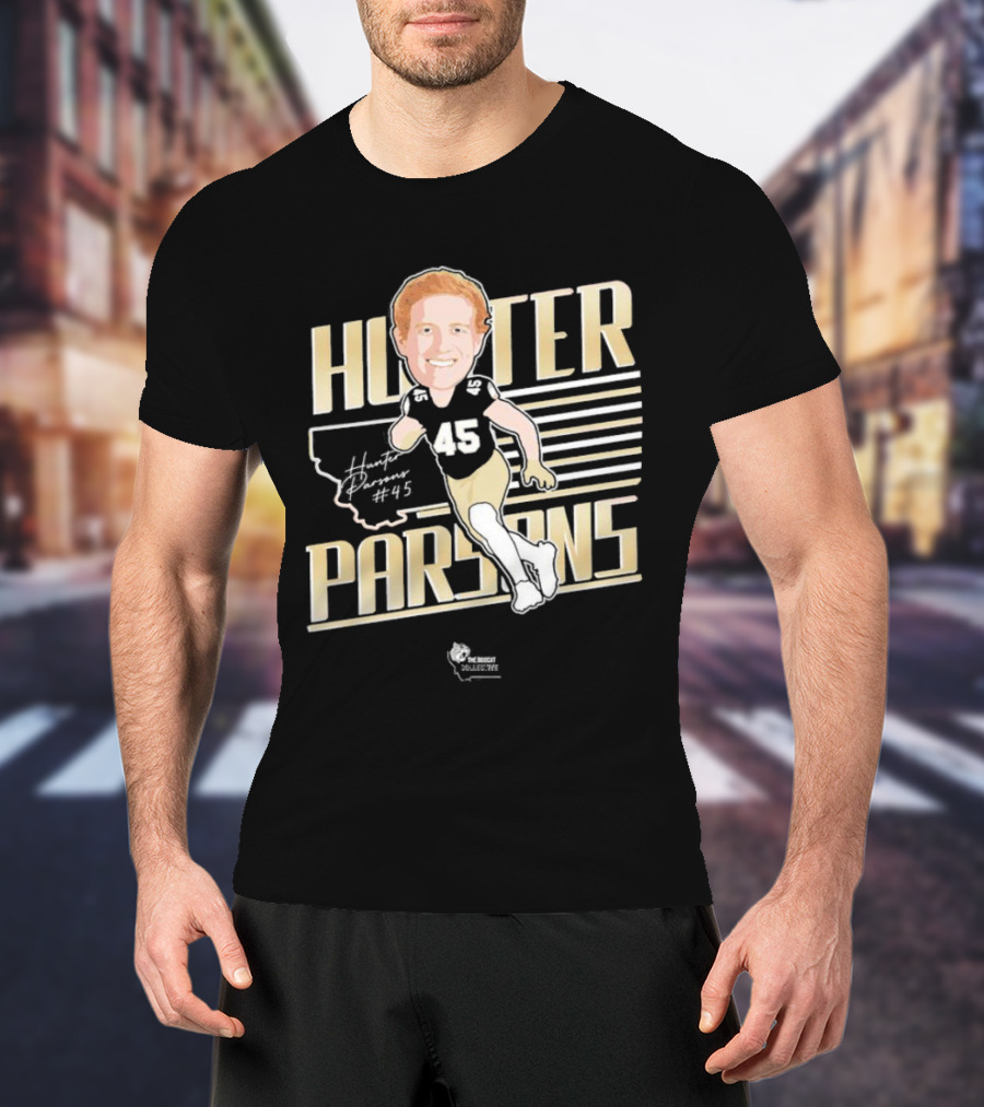 Hunter Parsons #45 Caricature Signature Running T-Shirt
