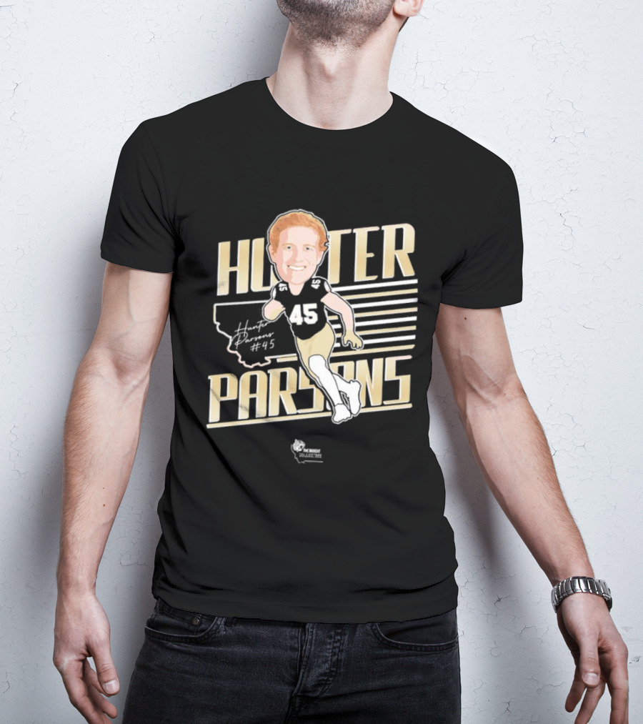 Hunter Parsons #45 Caricature Signature Running T-Shirt