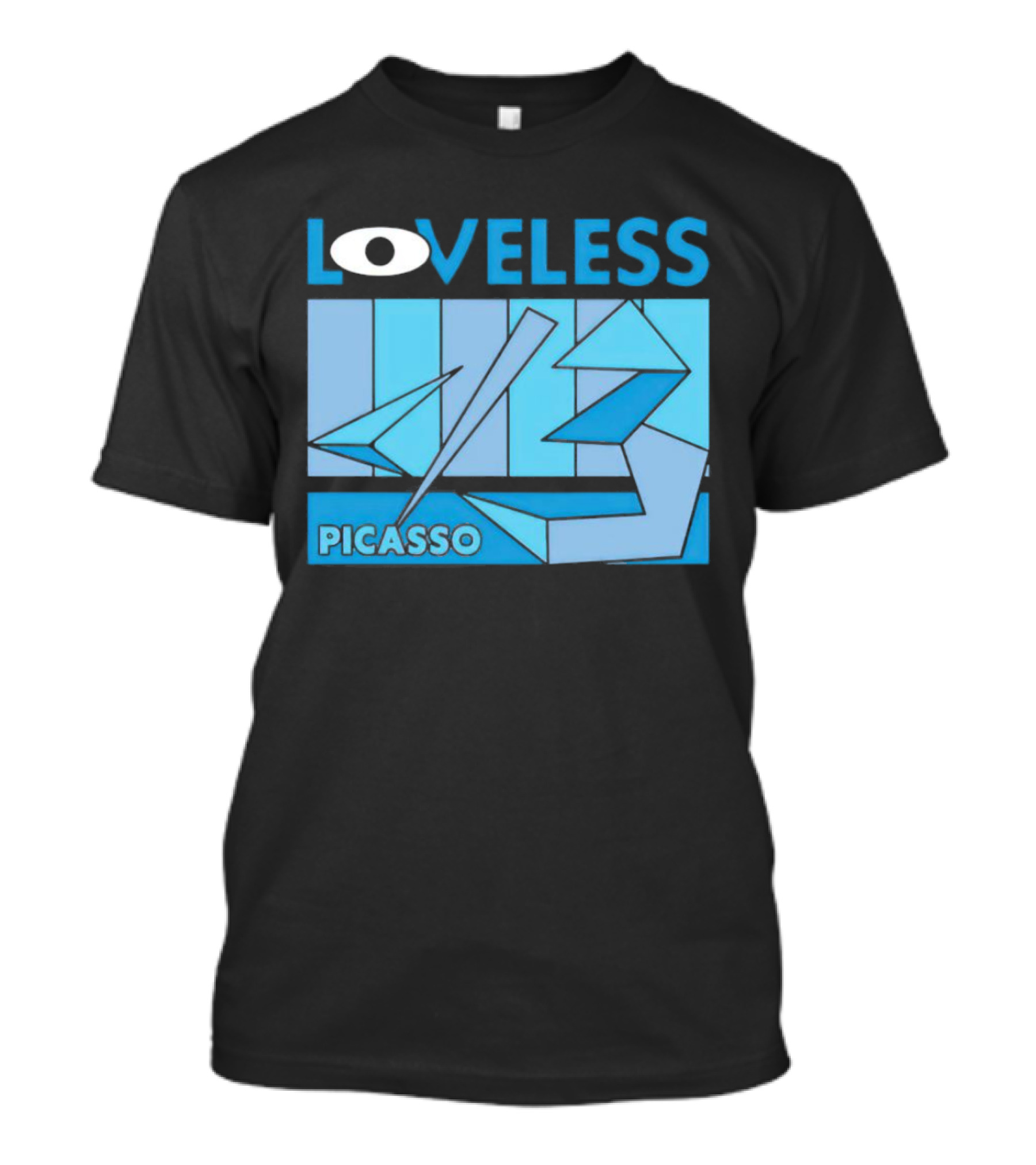 Loveless Picasso Abstract Eye Blue Geometric T-Shirt