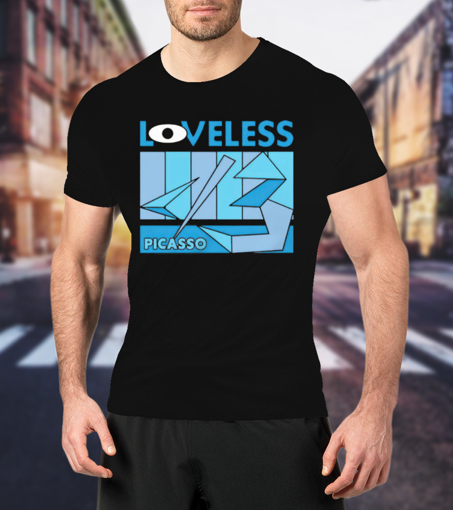 Loveless Picasso Abstract Eye Blue Geometric T-Shirt