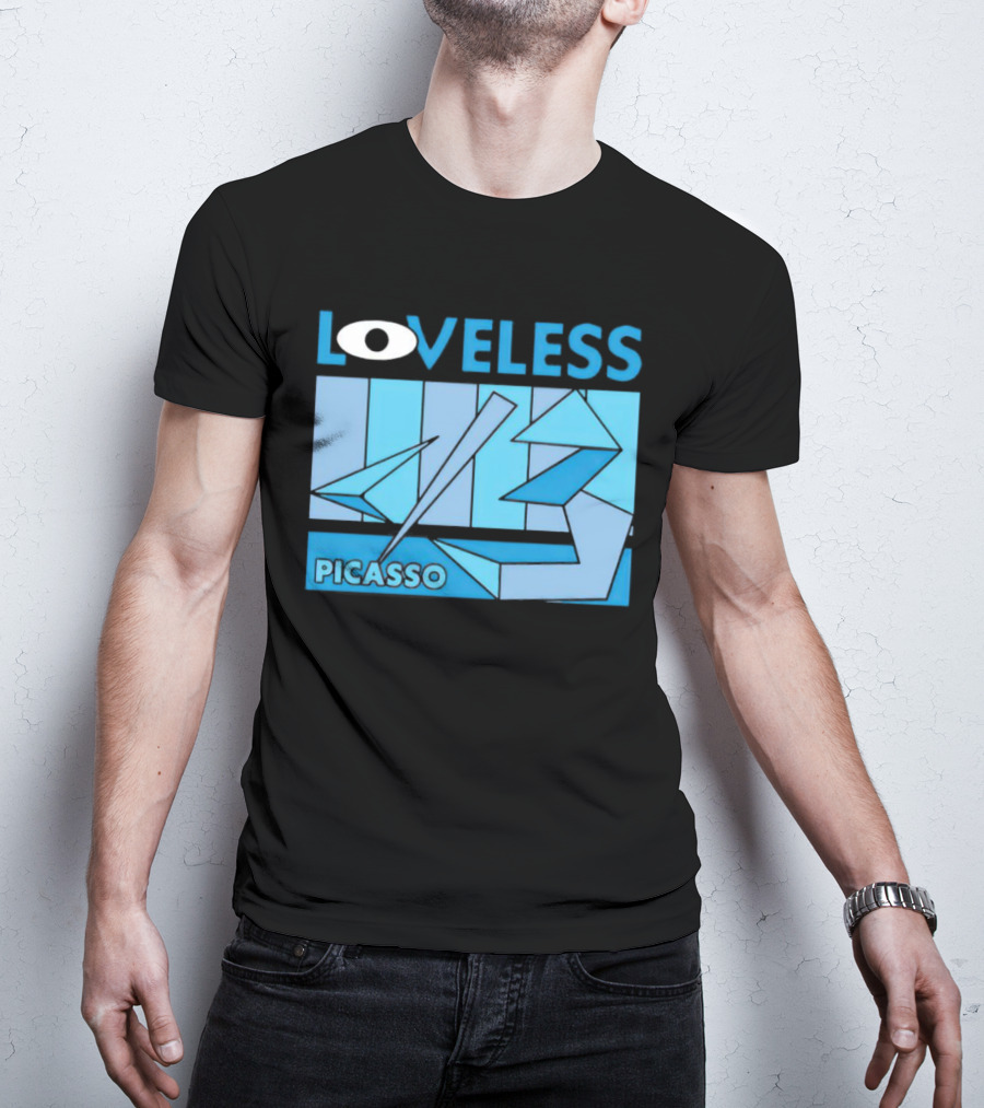 Loveless Picasso Abstract Eye Blue Geometric T-Shirt