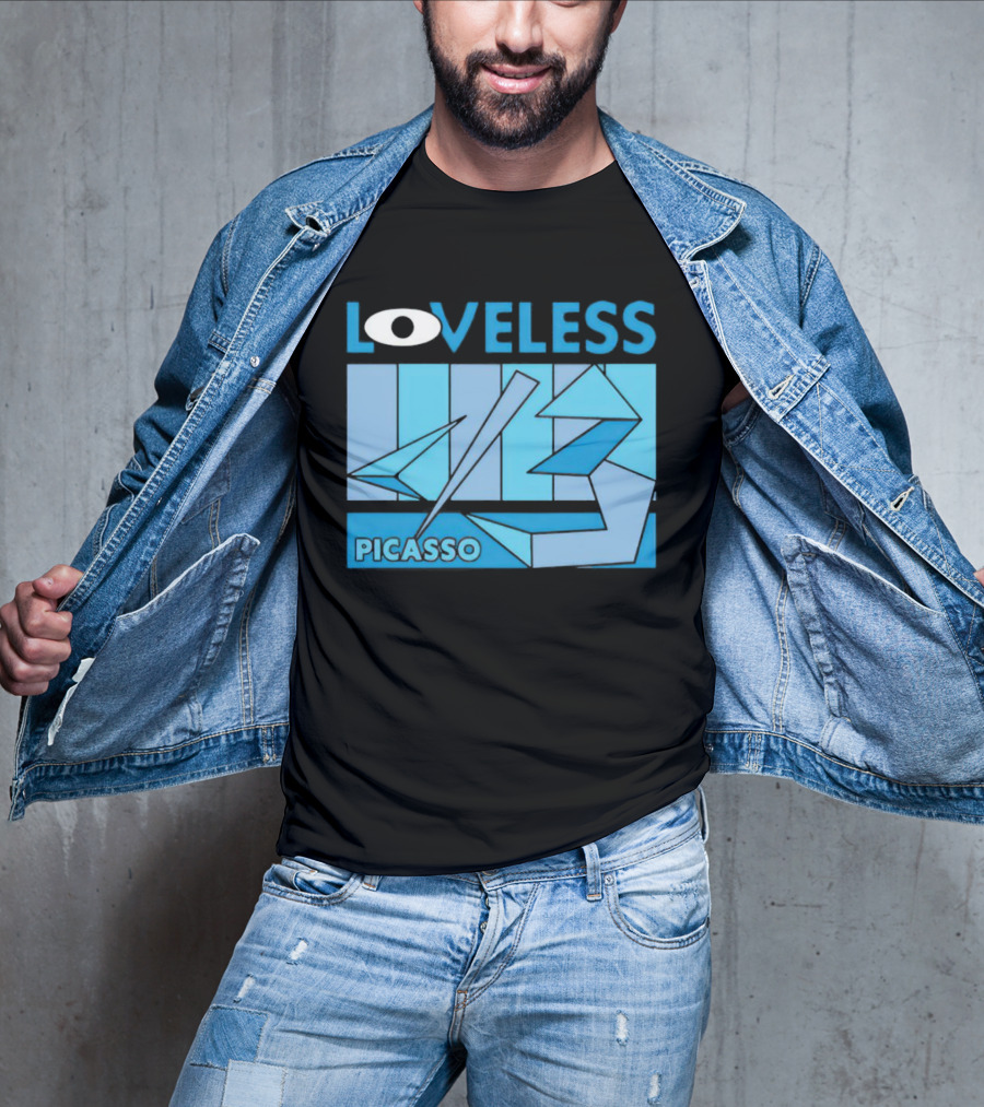 Loveless Picasso Abstract Eye Blue Geometric T-Shirt