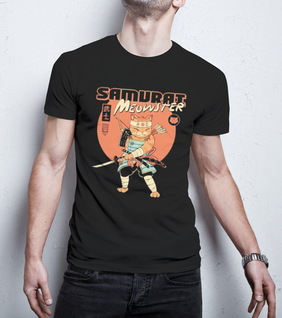 Samurai Meowster Cat With Katana And Armor T-Shirt