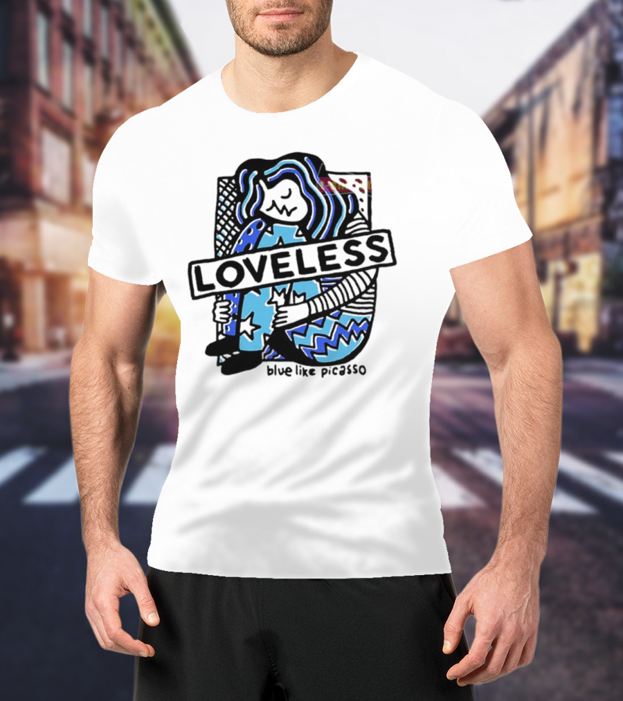Loveless Blue Like Picasso Stars And Zigzags T-Shirt