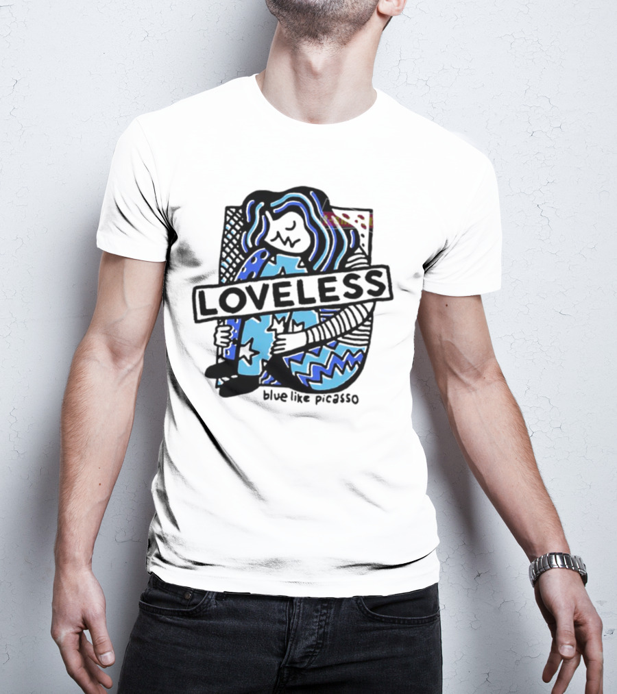 Loveless Blue Like Picasso Stars And Zigzags T-Shirt
