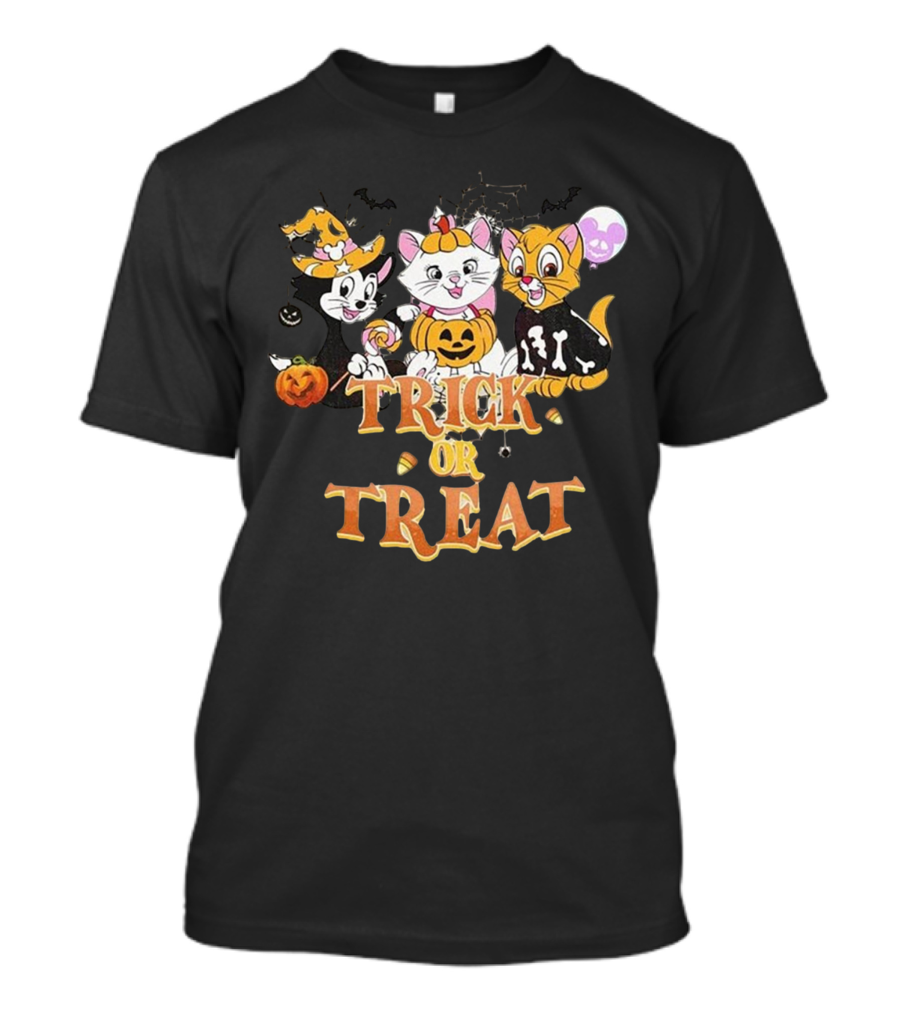 Trick Or Treat Halloween Cats With Jack-O'-Lanterns And Bat Silhouettes Disneyland T-Shirt
