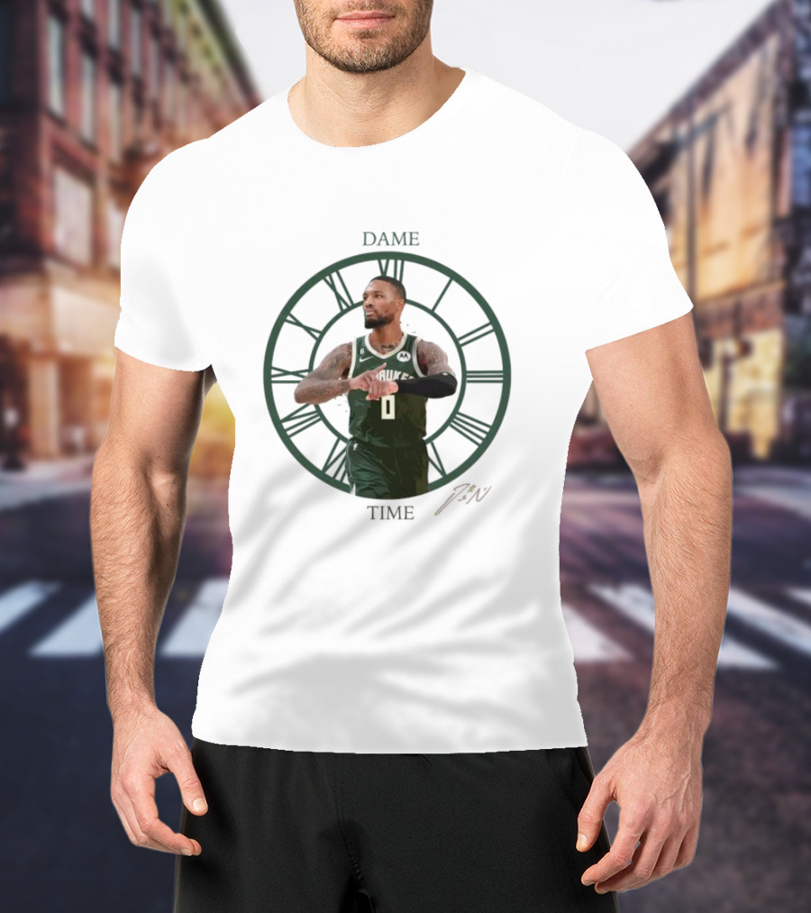 Dame Time Damian Lillard Signature Milwaukee Bucks T-Shirt