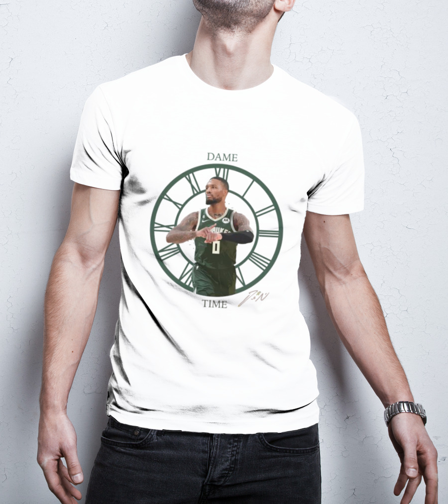 Dame Time Damian Lillard Signature Milwaukee Bucks T-Shirt