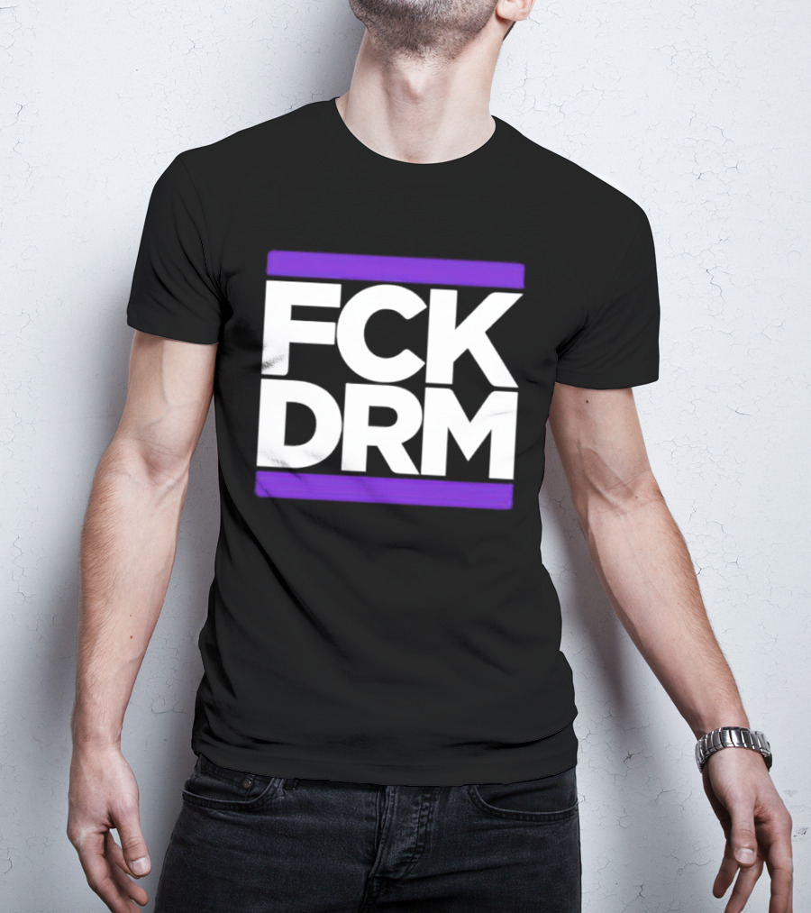 FCK DRM White Text On Purple T-Shirt