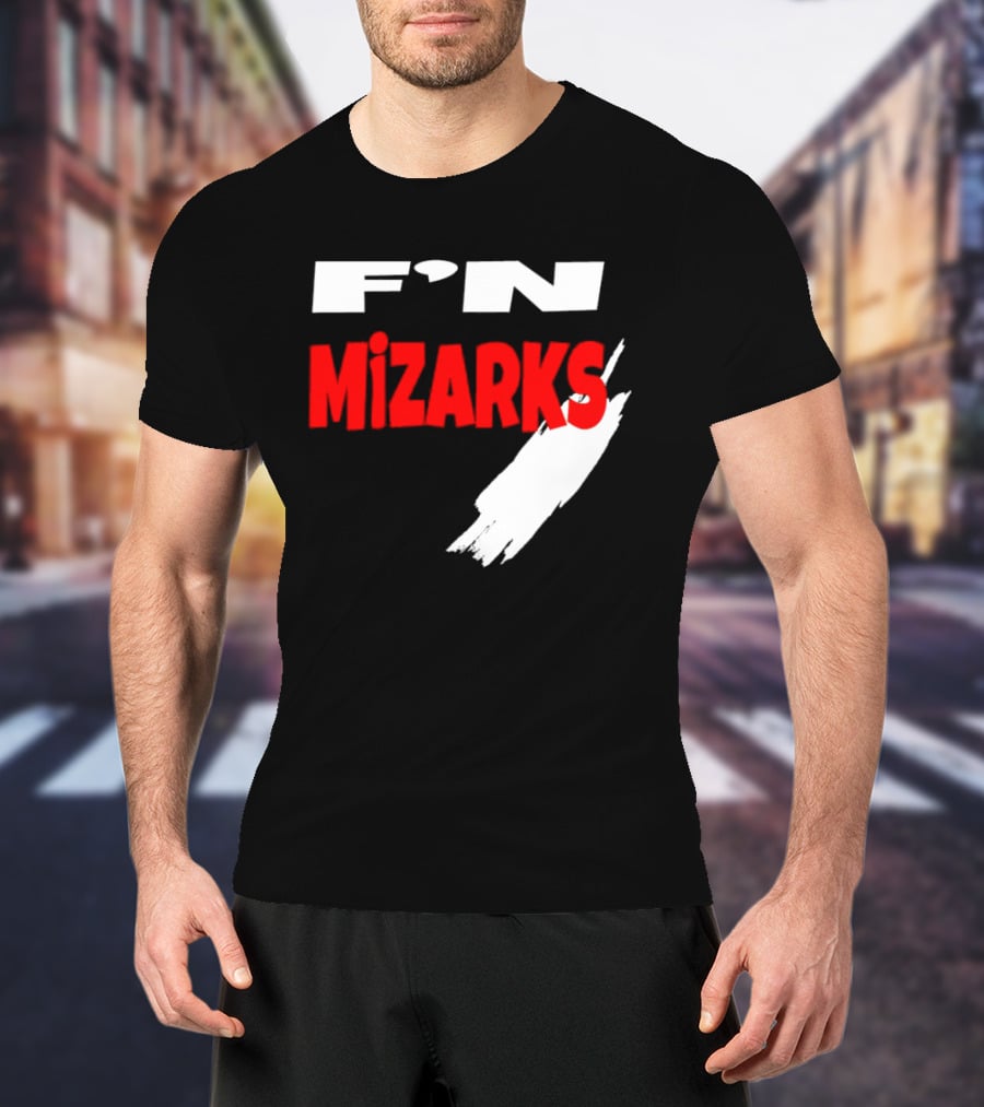F'N Mizarks Bold Red And White Text With Brushstroke T-Shirt