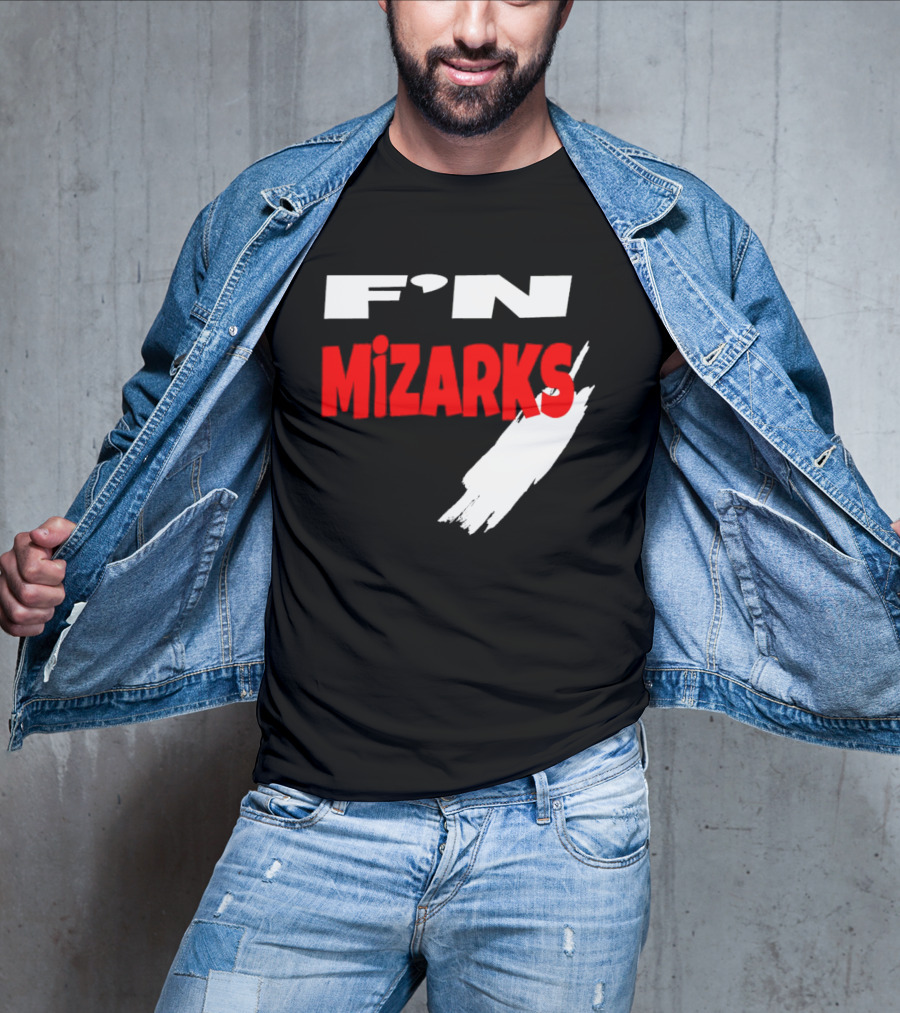 F'N Mizarks Bold Red And White Text With Brushstroke T-Shirt