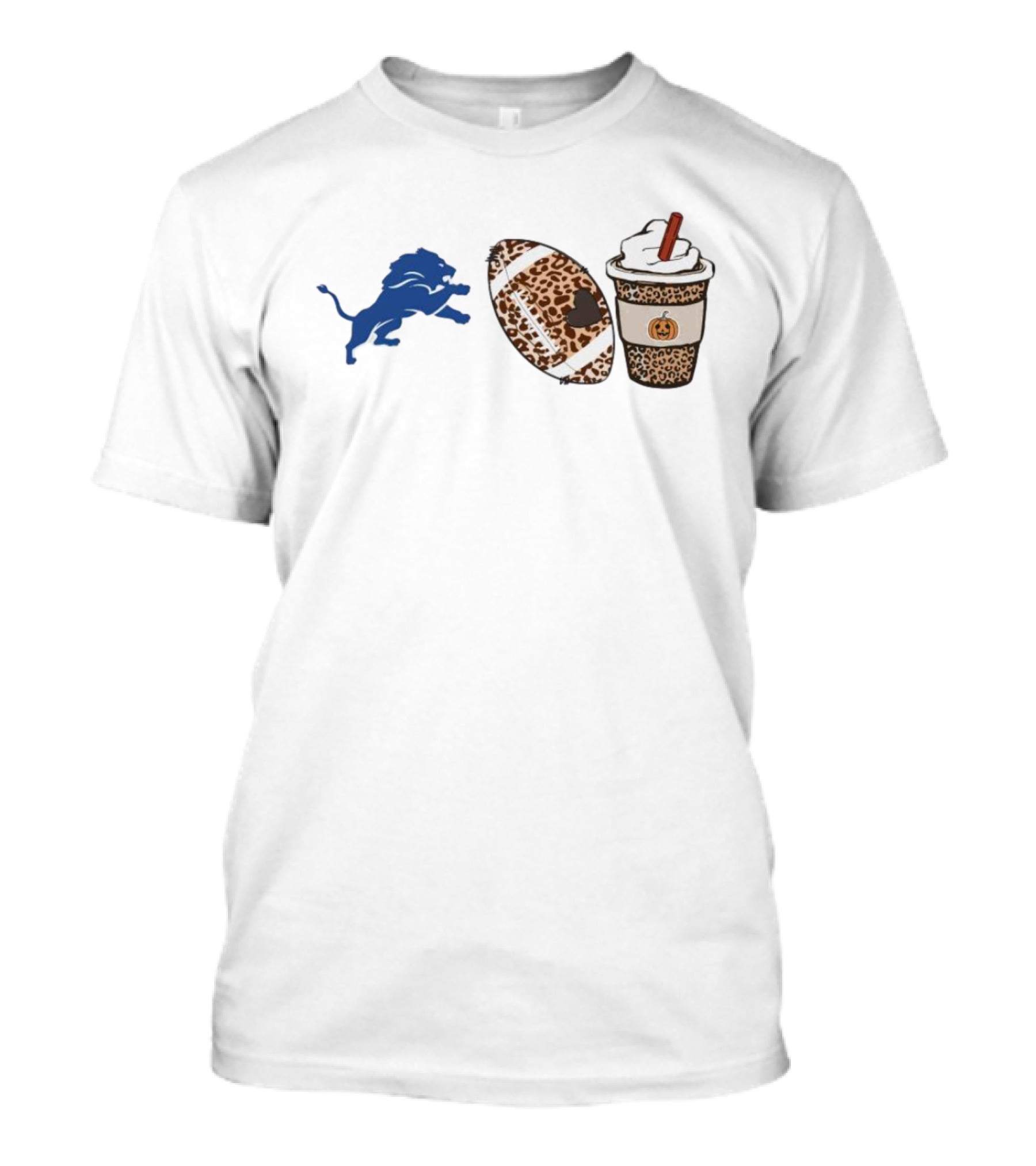 Detroit Lions Leopard Football Pumpkin Spice Fall Season T-Shirt