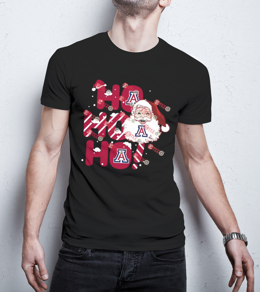 Arizona Wildcats Santa Claus Ho Ho Ho Christmas Holiday Spirit T-Shirt