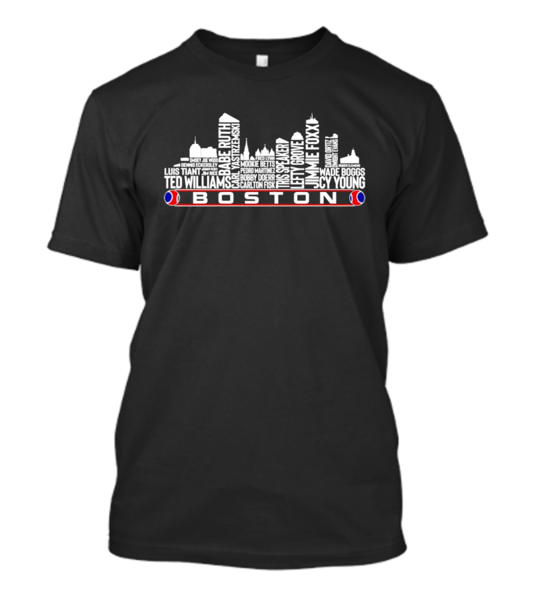 Boston Skyline Featuring Iconic Player Names T-Shirt