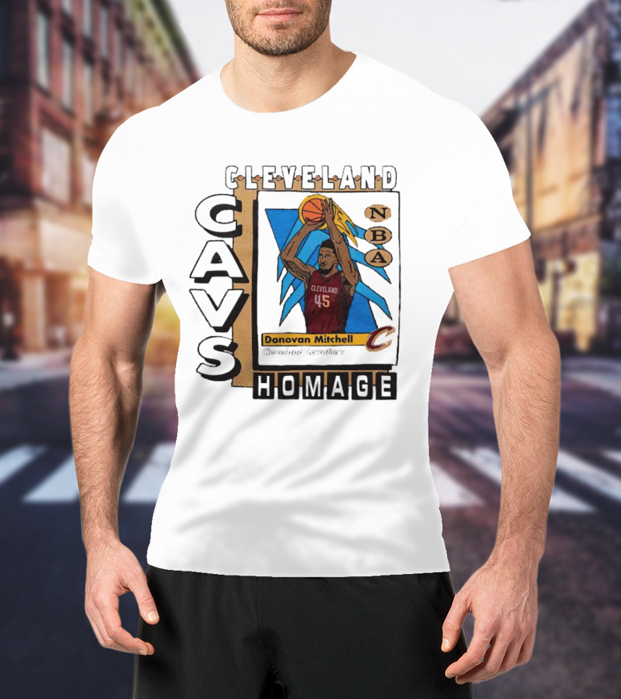 Cleveland Cavs Donovan Mitchell NBA Homage Trading Card T-Shirt