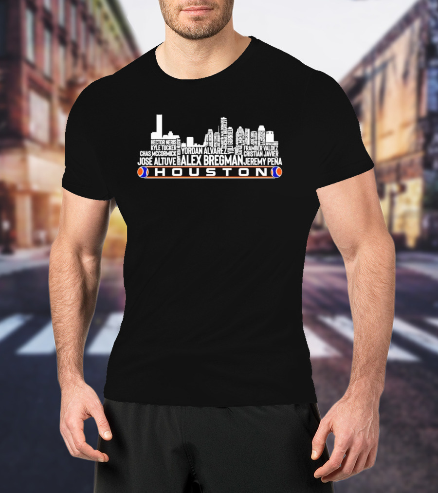 Houston Skyline Jose Altuve Alex Bregman Yordan Alvarez Names T-Shirt