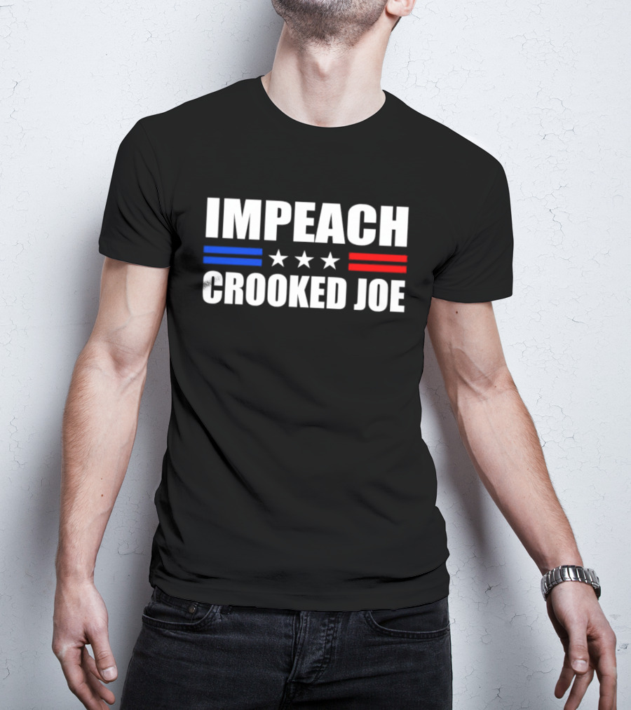 IMPEACH CROOKED JOE Stars Red And Blue Bars Political T-Shirt