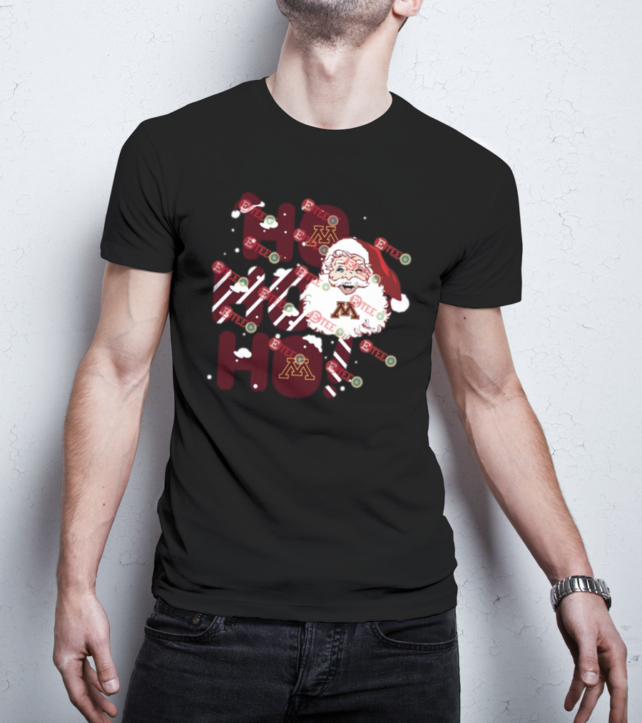 Minnesota Golden Gophers Santa Claus Ho Ho Ho Christmas Snowflake Candy Cane T-Shirt