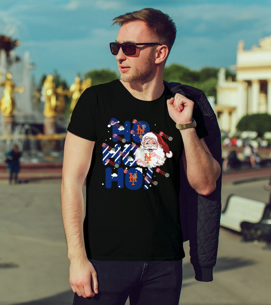 New York Mets Santa Claus Ho Ho Ho Christmas Festive T-Shirt