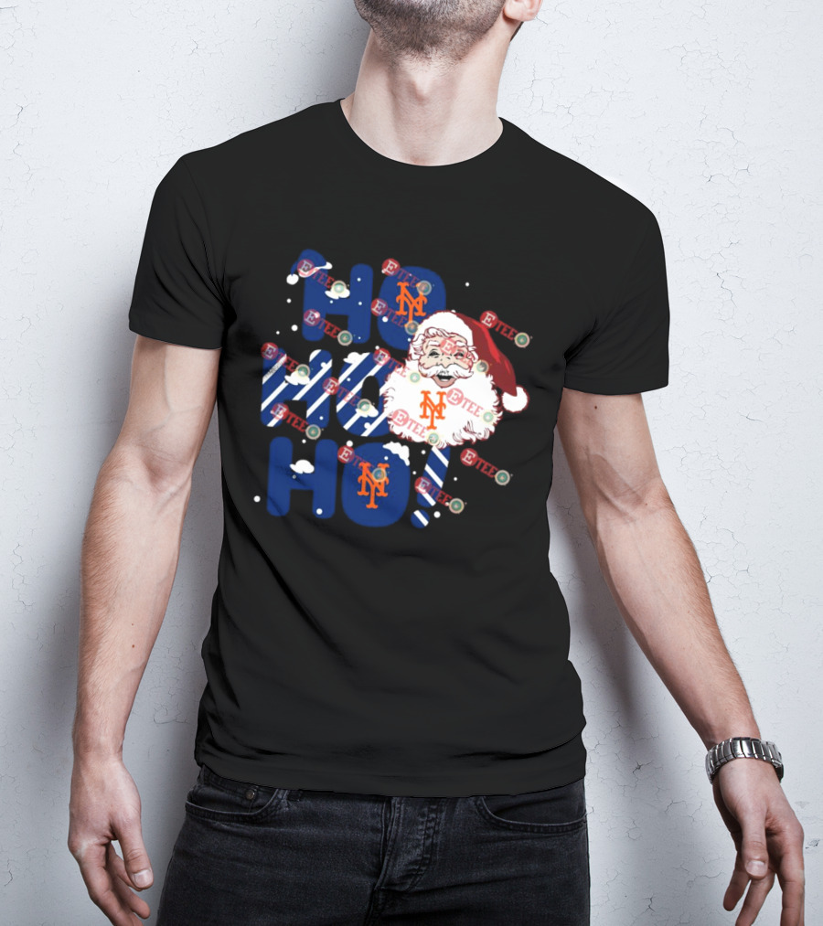 New York Mets Santa Claus Ho Ho Ho Christmas Festive T-Shirt