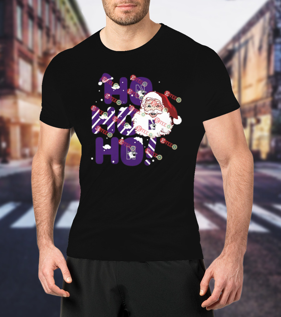 Northwestern Wildcats Santa Claus Ho Ho Ho Christmas Snowflakes T-Shirt