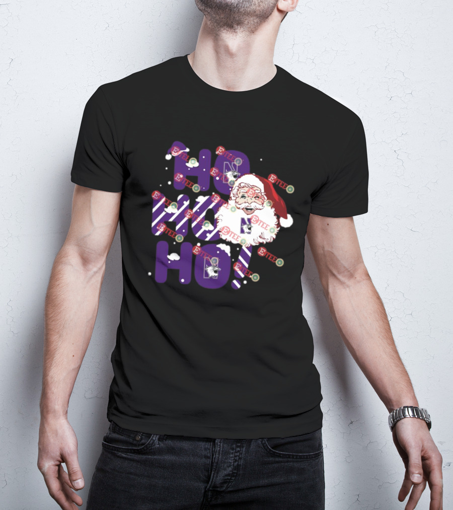 Northwestern Wildcats Santa Claus Ho Ho Ho Christmas Snowflakes T-Shirt