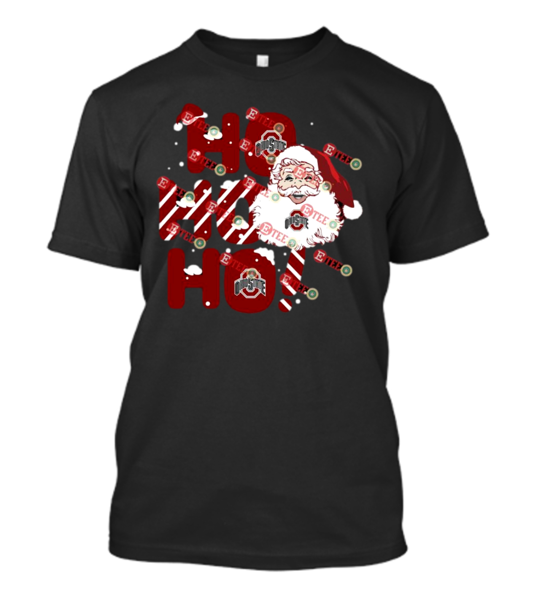 Ohio State Buckeyes Santa Claus Ho Ho Ho Christmas Holiday Spirit T-Shirt