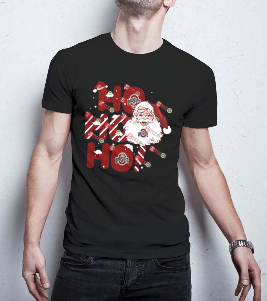 Ohio State Buckeyes Santa Claus Ho Ho Ho Christmas Holiday Spirit T-Shirt