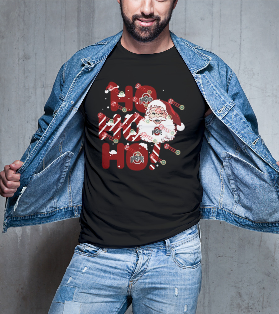 Ohio State Buckeyes Santa Claus Ho Ho Ho Christmas Holiday Spirit T-Shirt