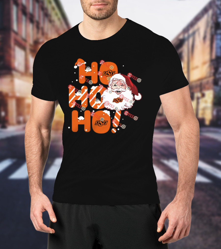 Oklahoma State Cowboys OSU Santa Claus Ho Ho Ho Christmas T-Shirt