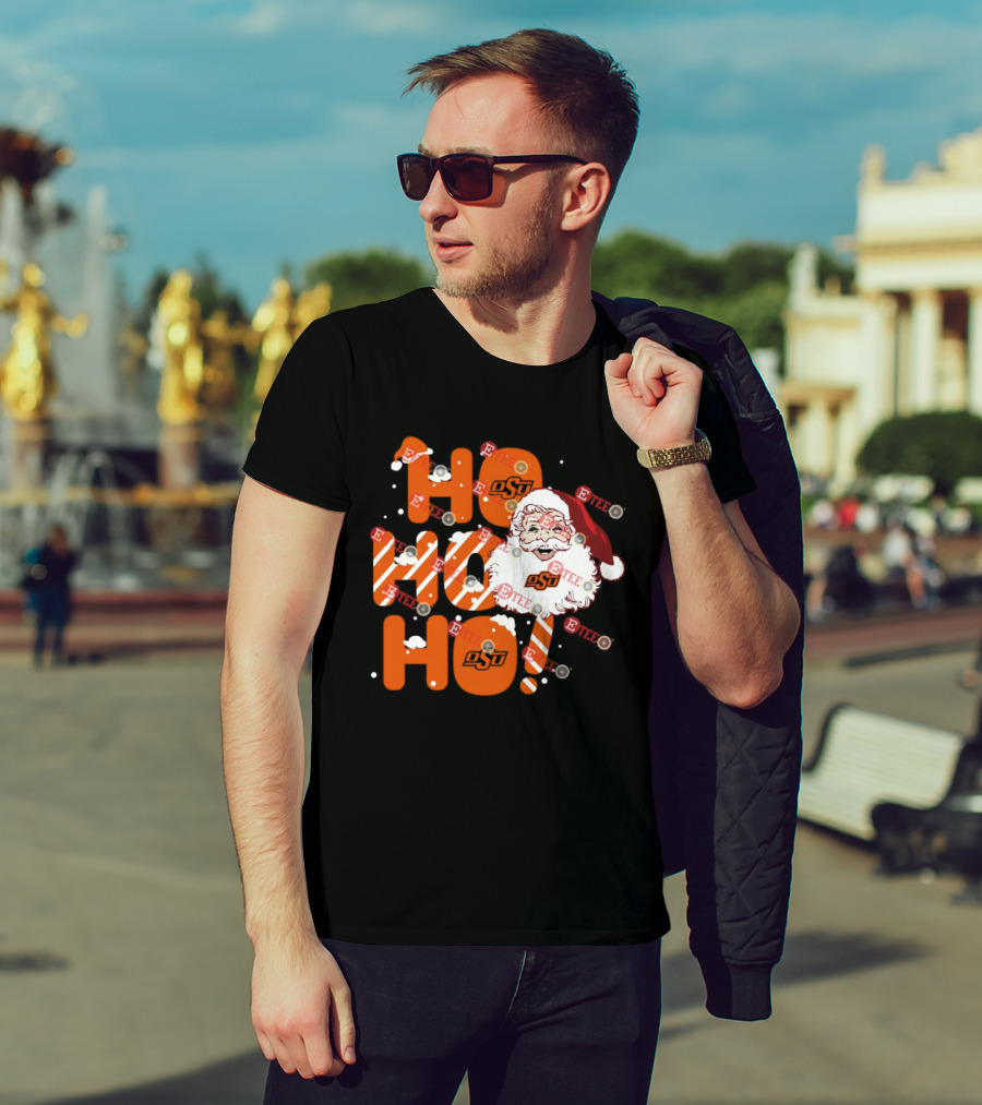 Oklahoma State Cowboys OSU Santa Claus Ho Ho Ho Christmas T-Shirt