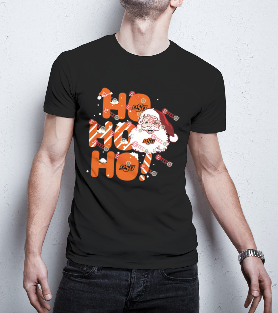 Oklahoma State Cowboys OSU Santa Claus Ho Ho Ho Christmas T-Shirt