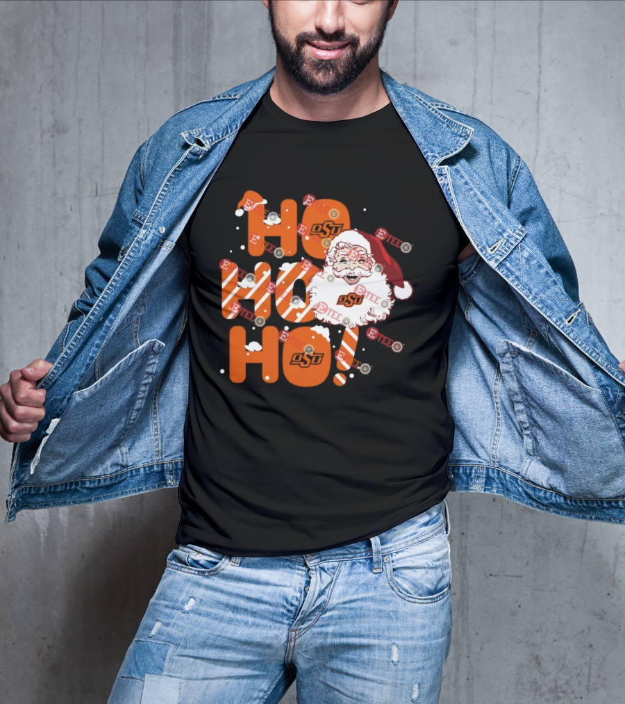 Oklahoma State Cowboys OSU Santa Claus Ho Ho Ho Christmas T-Shirt