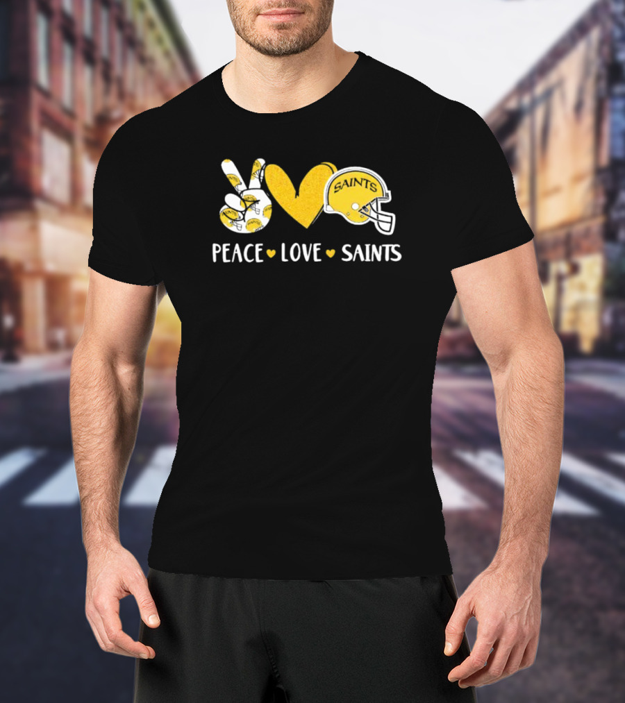 Peace Love New Orleans Saints Football Helmet T-Shirt