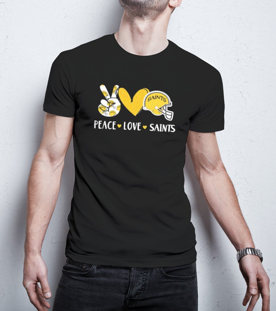 Peace Love New Orleans Saints Football Helmet T-Shirt